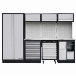 Le moins cher ???? Système De Rangement Modulaire KRAFTWERK Mobilio - 4 éléments - Plan De Travail Inox - 3964DIX ????